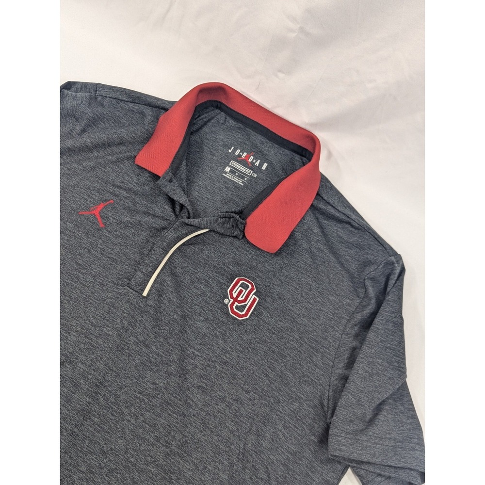 Air Jordan Oklahoma Sooners Polo Shirt Gray & Red Men's Size Large Excellent